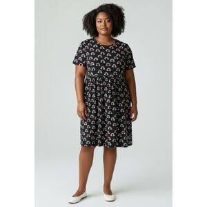 Modcloth Womens Rainbow print Fit N Flare Dress Plus Size 2X Black Pride